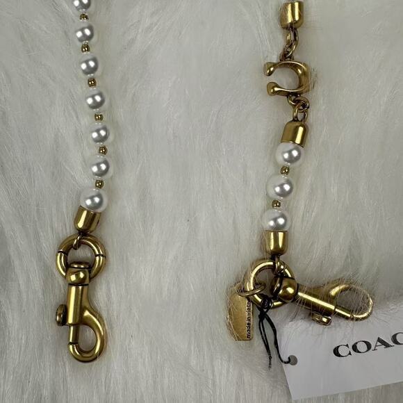 Coach Short Pearl Strap In Brass/Chalk CAU48 NWT - Picture 3 of 6